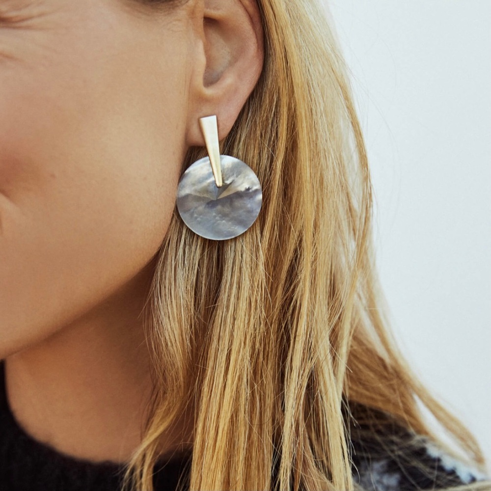 Blue Kendra Scott Jolie Drop Round Circle Earrings